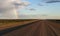 rainbow, dirt road, Valdes Peninsula, Northern Patagonia, Argentina, South America