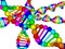 Rainbow DNA - deoxyribonucleic acid on white background