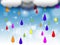 Rainbow Drops Background Means Colorful Dripping And Clouds