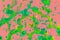 Rainbow drops and stains of green paint, color on a pink background. Art image. Abstraction