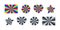 Rainbow elements. Cute rainbow. Rainbow icons. Multicoloured rainbow stripes. Vector illustration