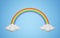 Rainbow emerging from two clouds over a beautiful blue sky. Very nice image perfect for children.