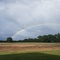 Rainbow Field Rain Trees Sky