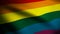 Rainbow flag blowing in the wind. Full page LGBT flying flag. 3D illustration. Fabric texture of the Gay pride flag.