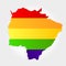 Rainbow flag in contour of Mato Grosso do Sul