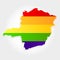 Rainbow flag in contour of Minas Gerais