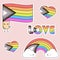 Rainbow flag, love, hearts LGBT+, kawai, cute items.