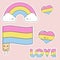Rainbow flag, love, hearts LGBT+, pansexual, kawai.