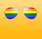 Rainbow flag reflection in aviator sunglasses