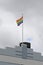 a rainbow flag supporting gay marriage rights on top of a building