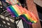 Rainbow flags on Christopher street, Greenwich village, New York