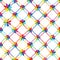 Rainbow flower diamond shape line seamless pattern