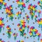 Rainbow flower group butterfly seamless pattern