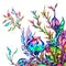 Rainbow Foliage Alcohol Ink Border Decoration