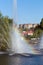 Rainbow in the fountain. Komsomolskiy pond, Lipetsk, Russia