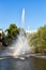 Rainbow in the fountain. Lipetsk, Russia