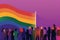 rainbow freedom concept flag group pride parade homosexual celebration community. Generative AI.