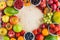 Rainbow fruits background