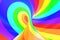 Rainbow funny spiral tunnel. Striped twisted cheerful optical illusion. Abstract background.