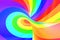 Rainbow funny spiral tunnel. Striped twisted cheerful optical illusion. Abstract background.