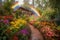 rainbow garden, with colorful flowers and plants, bringing magic into the everyday world