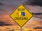 Rainbow Gay Pride Flag Bear Crossing Sign with Sunset Sky