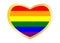 Rainbow gay pride flag in heart shape golden frame