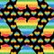 Rainbow glitter love many love symmetry black seamless pattern