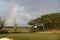 Rainbow on golf course green in Aruba