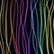 Rainbow gradient neon lines and waves on black background