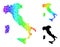 Rainbow Gradient Star Mosaic Map of Italy Collage