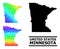 Rainbow Gradient Star Mosaic Map of Minnesota State Collage
