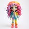 Rainbow-haired Jennifer: A Vibrant Vinyl Toy With Monochromatic Depth