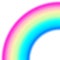 Rainbow half arc shape, quarter circle, pastel neon gradient spectrum colors, colorful striped pattern