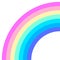 Rainbow half arc shape, quarter circle, pastel neon spectrum colors, colorful striped pattern