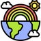 Rainbow with Half Earth icon, Earth Day related vector