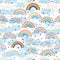 Rainbow half love star colorful cloud seamless pattern