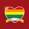 Rainbow Heart Golden Flag Ornaments