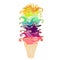 Rainbow ice cream fountain isolated. Watercolour texture, ,Alcohol ink, Fluid chaos, art, kintsugi style and liquid wavy