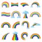 Rainbow icon cartoon flat set