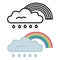 Rainbow Icons Behind Rainy Cloud