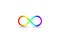 Rainbow Infinity sign. Line color gradient design pattern on white background.