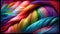 Rainbow interlaced yarn threads for knitting background. Generative AI