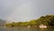 Rainbow in Ioannina lake Pamvotis after summer rain Greece