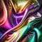 Rainbow iridescent abstract shiny plastic silk or satin wavy background. Generative AI