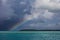 Rainbow and Islands in Palau`s Beautiful Lagoon