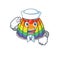 Rainbow jelly cartoon concept Sailor wearing hat