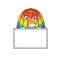 Rainbow jelly cartoon design concept grinning with board