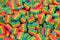 Rainbow juicy gummy candies background. Top view. Jelly  sweets