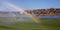 Rainbow, lake and city in Nevada.